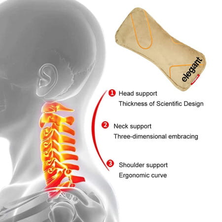 Elegant Fur Memory Foam Neck Support Pillow (Set Of 2) Beige