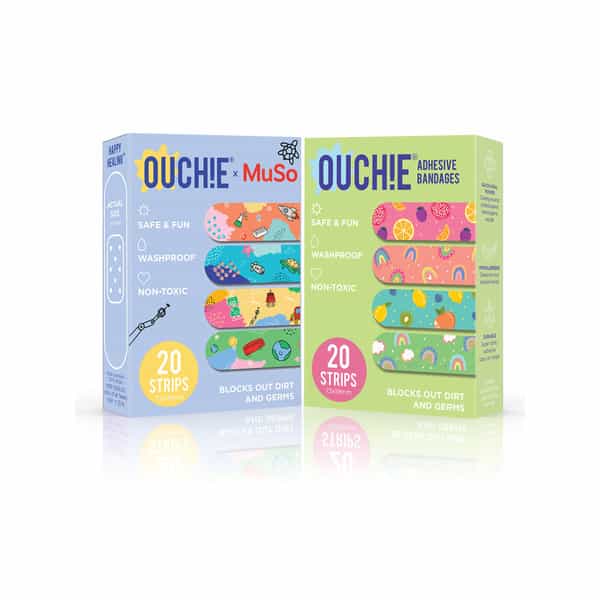 Ouchie Non-Toxic Printed Bandages Double Combo (40 Pack) - Ouchie X Muso & Limegreen