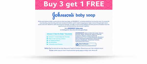 Johnson's Baby Soap Box Of 600 G (Buy 3 Get 1 Free)