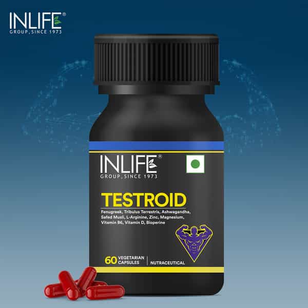 Inlife Testroid Testosterone For Men With Zinc Monomethionine Magnesium Aspartate - 60 Veg Capsules