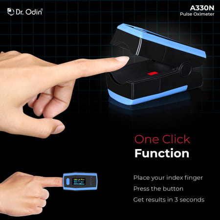 Dr. Odin A330n Pulse Oximeter With Quick Heart Rate And Oxygen Monitoring (Black & Blue) 1 No'S