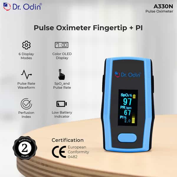 Dr. Odin A330n Pulse Oximeter With Quick Heart Rate And Oxygen Monitoring (Black & Blue) 1 No's