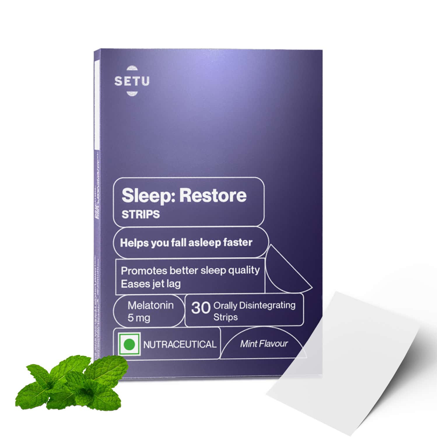 Melatonin 5mg - 30 Orally Dissolving Strips | Plant Based | Tasty Mint Flavor