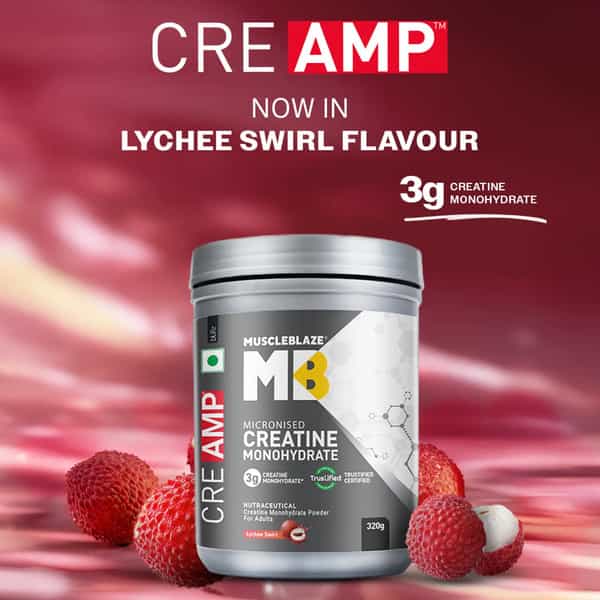 Muscleblaze Micronised Creatine Monohydrate Creamp Powder | Lychee Swirl (80 Servings | 320G)