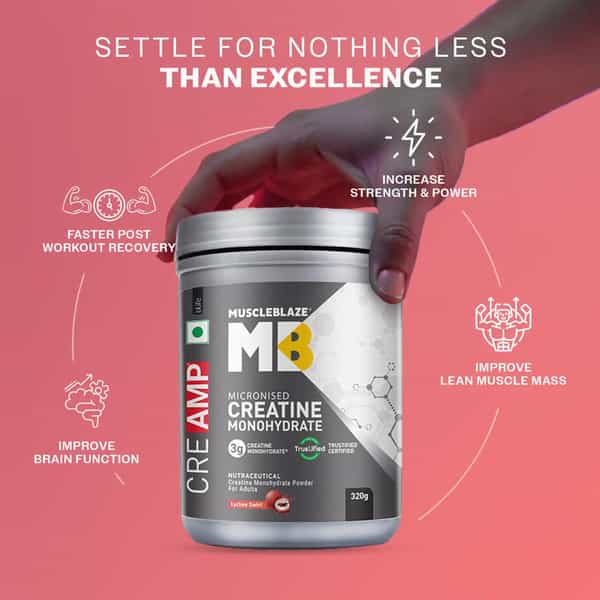 Muscleblaze Micronised Creatine Monohydrate Creamp Powder | Lychee Swirl (80 Servings | 320G)