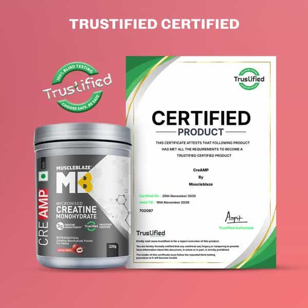 Muscleblaze Micronised Creatine Monohydrate Creamp Powder | Lychee Swirl (80 Servings | 320G)