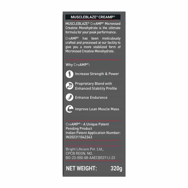 Muscleblaze Micronised Creatine Monohydrate Creamp Powder | Lychee Swirl (80 Servings | 320G)