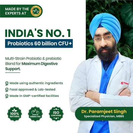 Vlados Himalayan Organic Probiotics 60b Cfu + 170mg Prebiotics + 24 Strains Supplement | Veg - 60n