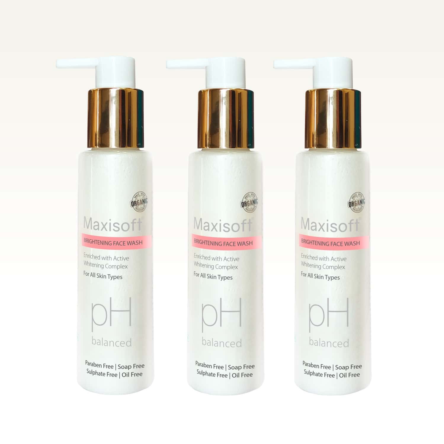 Maxisoft Brightening Face Wash | For All Skin Types | Bottle | 100 Ml | Pack Of 3