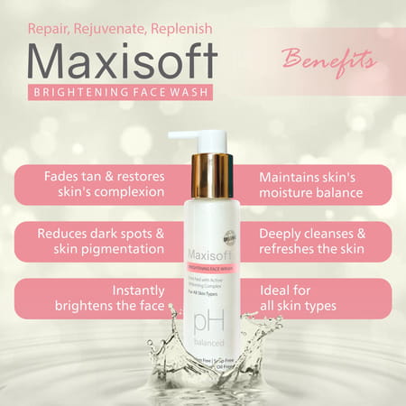 Maxisoft Brightening Face Wash | For All Skin Types | Bottle | 100 Ml | Pack Of 3