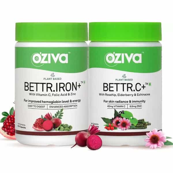 Oziva Wellness Combo: Bettr.iron+ Capsules (60 No) & Bettr.c+ Capsules (60 No)