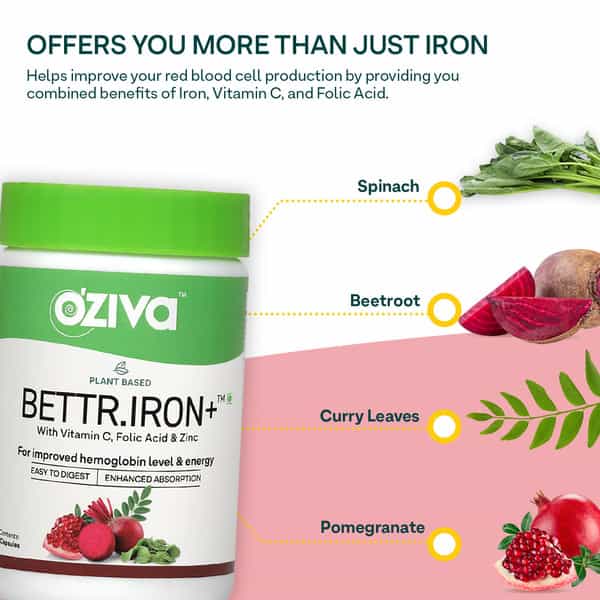 Oziva Wellness Combo: Bettr.iron+ Capsules (60 No) & Bettr.c+ Capsules (60 No)