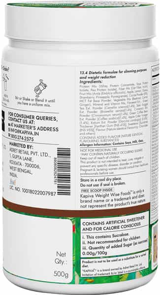Kapiva Chocolate Slim Shake -Meal Replacement Drink Powered -500 Grams