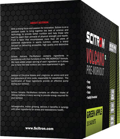 Scitron Volcano Pre Workout (30 Servings) - 240g (Green Apple)