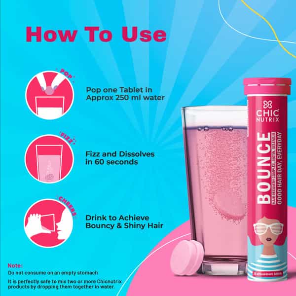 Chicnutrix Bounce - Hrc | Biotin | Selenium - Good Hair Day | Everyday - Raspberry