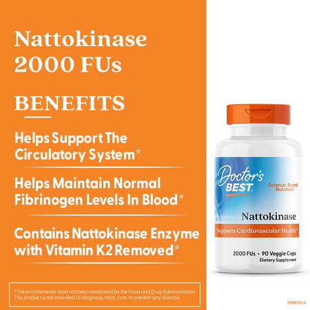 Doctor's Best Nattokinase | 2000 Fus | Supports Cardiovascular Health | Non-Gmo | Vegan - 90 Caps