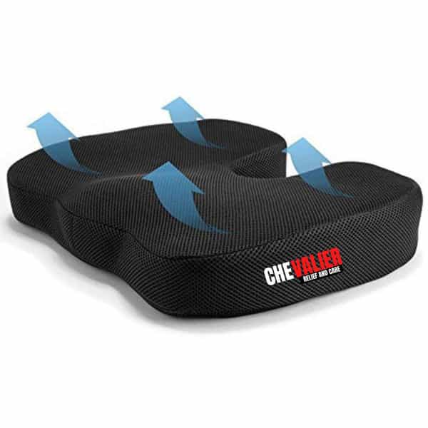 Chevalier Coccyx Seat Cushion With Tailbone Cut-Out For Car Sitting - Black