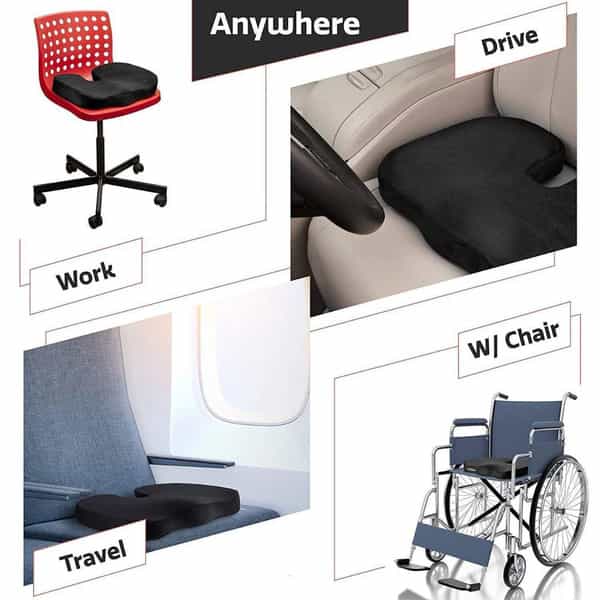 Chevalier Coccyx Seat Cushion With Tailbone Cut-Out For Car Sitting - Black