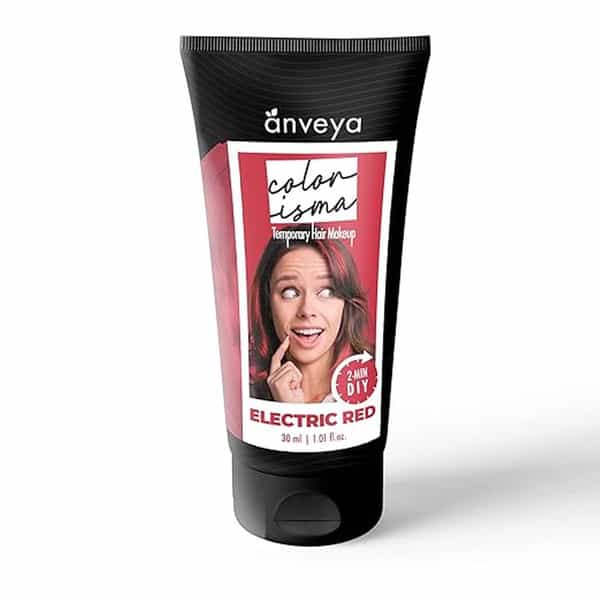 Anveya Colorisma Hair Color Makeup-Electric Red 30Ml|Temporary 1-Day 1-Wash|Unisex