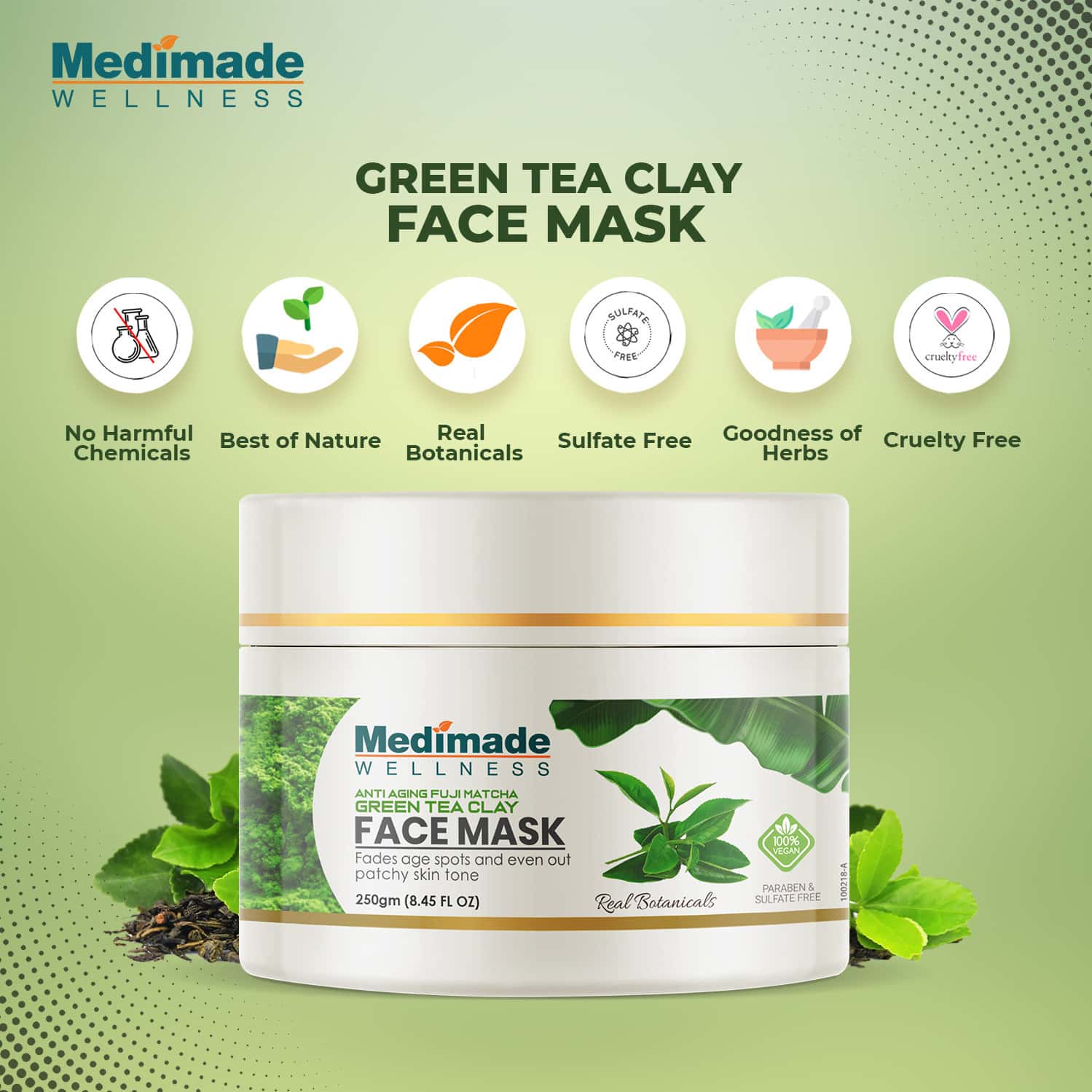 Buy MEDIMADE ANTI AGING FUJI MATCHA GREEN TEA CLAY FACE MASK 250 GM