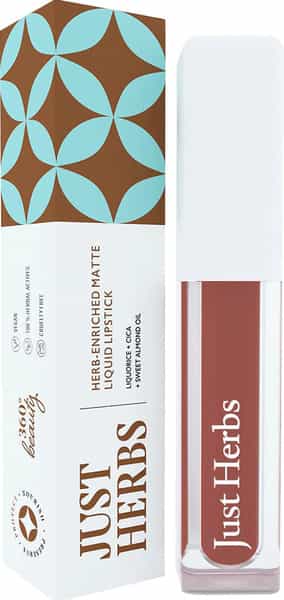 Just Herbs Ayurvedic Creamy Matte Long Lasting Liquid Lipstick . - Cinnamon Spice