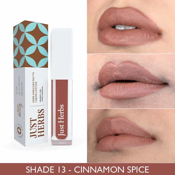 Just Herbs Ayurvedic Creamy Matte Long Lasting Liquid Lipstick . - Cinnamon Spice