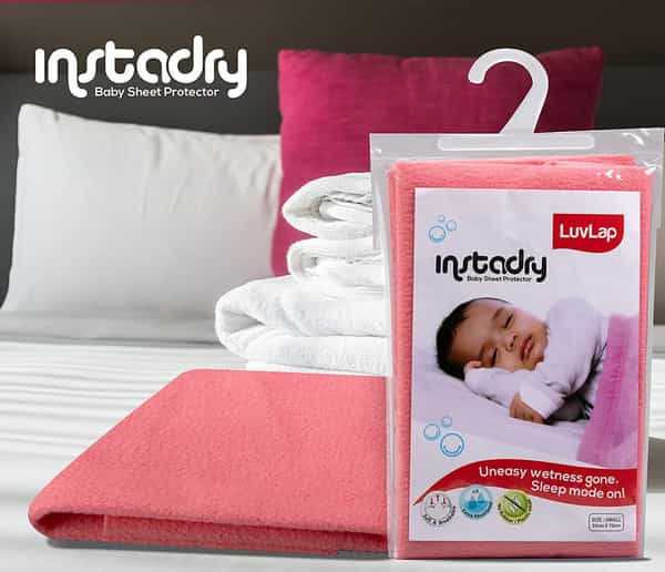 Luvlap Instadry Extra Absorbent Dry Sheet/Bed Protector - Salmon Rose 0M+ - Large 100 X 140Cm