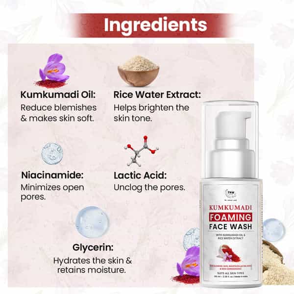 Tnw The Natural Wash Kumkumadi Foaming Face Wash|Glowing Skin|Kumkumadi Oil & Rice Water Extract