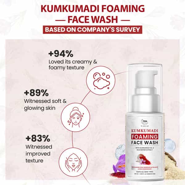 Tnw The Natural Wash Kumkumadi Foaming Face Wash|Glowing Skin|Kumkumadi Oil & Rice Water Extract