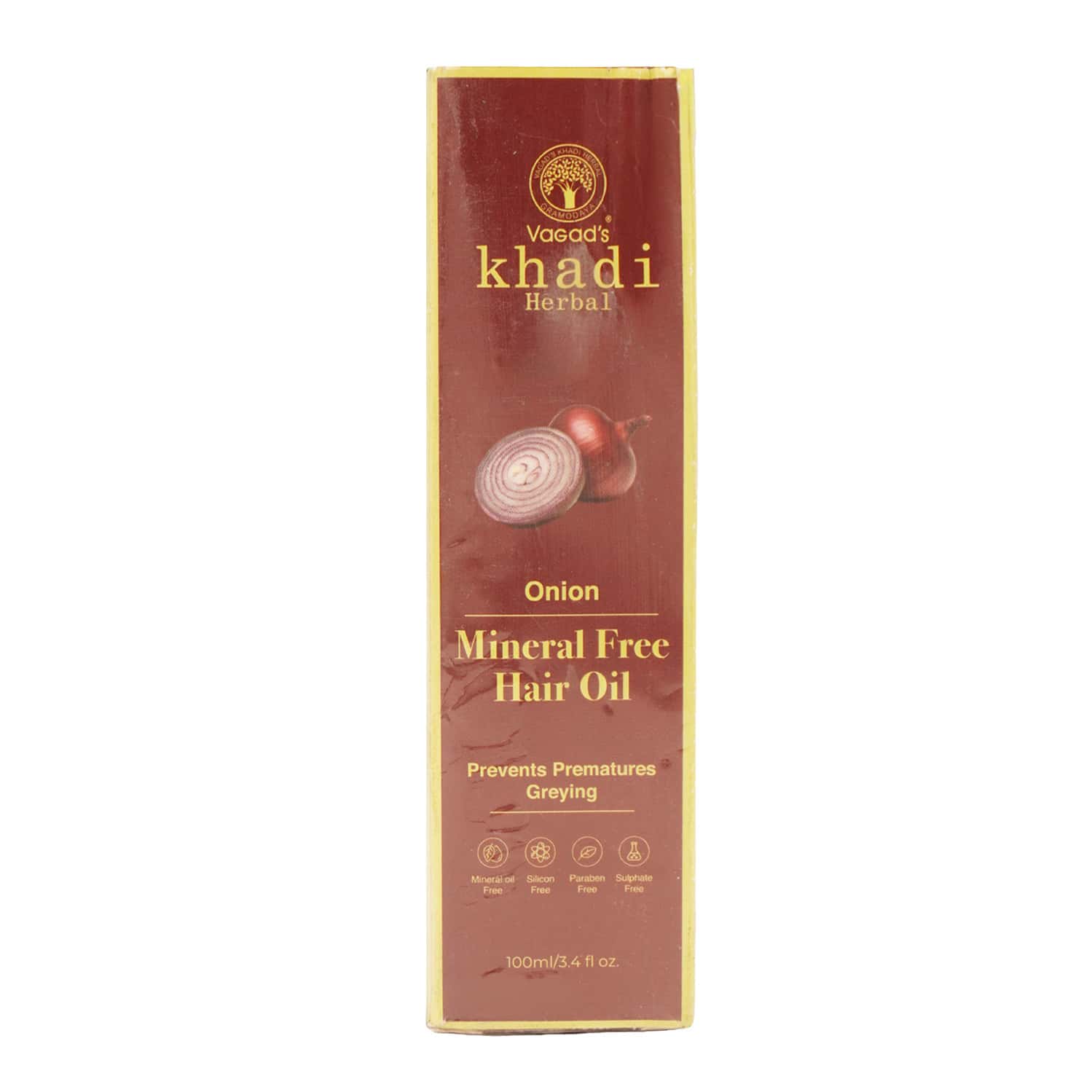 Vagad's Khadi Onion Hair Oil 100ml | Reduces Hair Fall | Parabens Free | Silicon Free