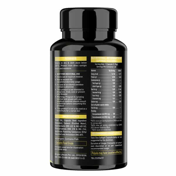Muscleblaze Omega 3 Fish Oil Gold (60 Capsules) | 1300Mg Omega 3 With 500Mg Epa & 400Mg Dha