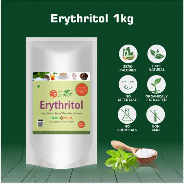 So Sweet Erythritol Powder 1 Kg Natural Sweetener Sugar Free (Pack Of 2)