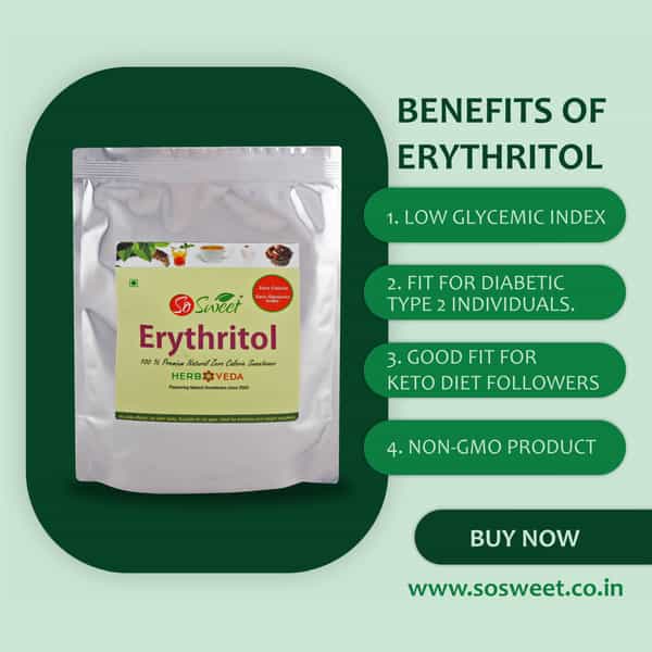 So Sweet Erythritol Powder 1 Kg Natural Sweetener Sugar Free (Pack Of 2)