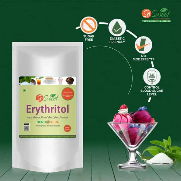 So Sweet Erythritol Powder 1 Kg Natural Sweetener Sugar Free (Pack Of 2)