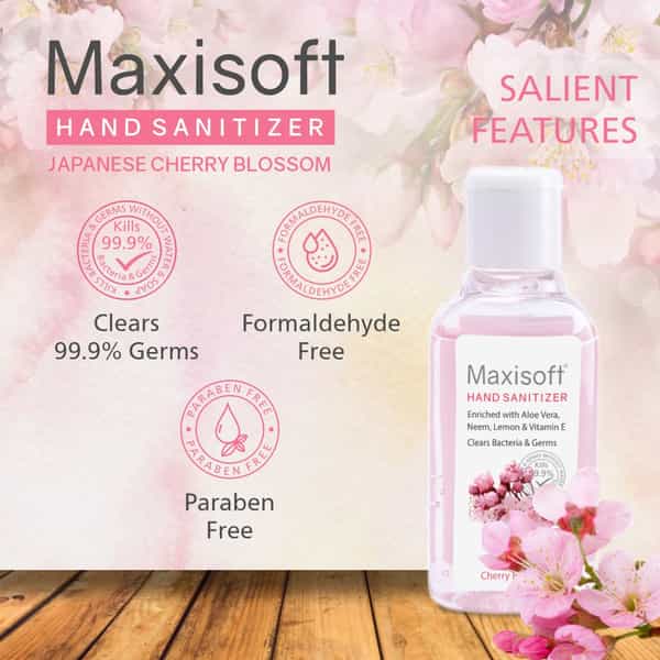 Maxisoft Hand Sanitizer Gel | Japanese Cherry Blossom | 60 Ml | Pack Of 12