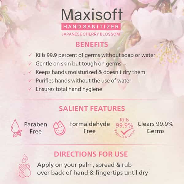 Maxisoft Hand Sanitizer Gel | Japanese Cherry Blossom | 60 Ml | Pack Of 12