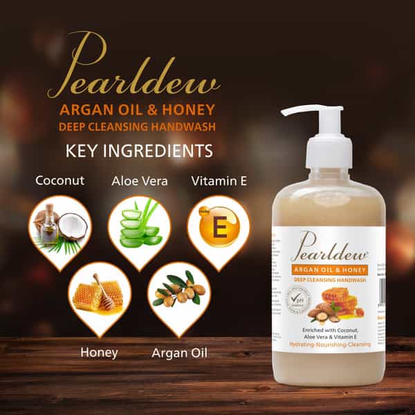 Pearldew Argan Oil & Honey Hand Wash 500 Ml | Neem & Tulsi (Pack Of 4)