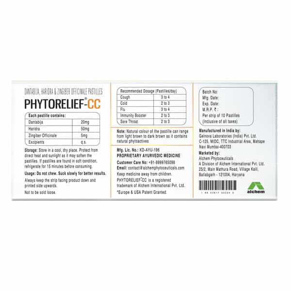 Phytorelief-Cc - Helpful In Boosting Immunity | Cough | Cold And Sore Throat | Pack Of 5