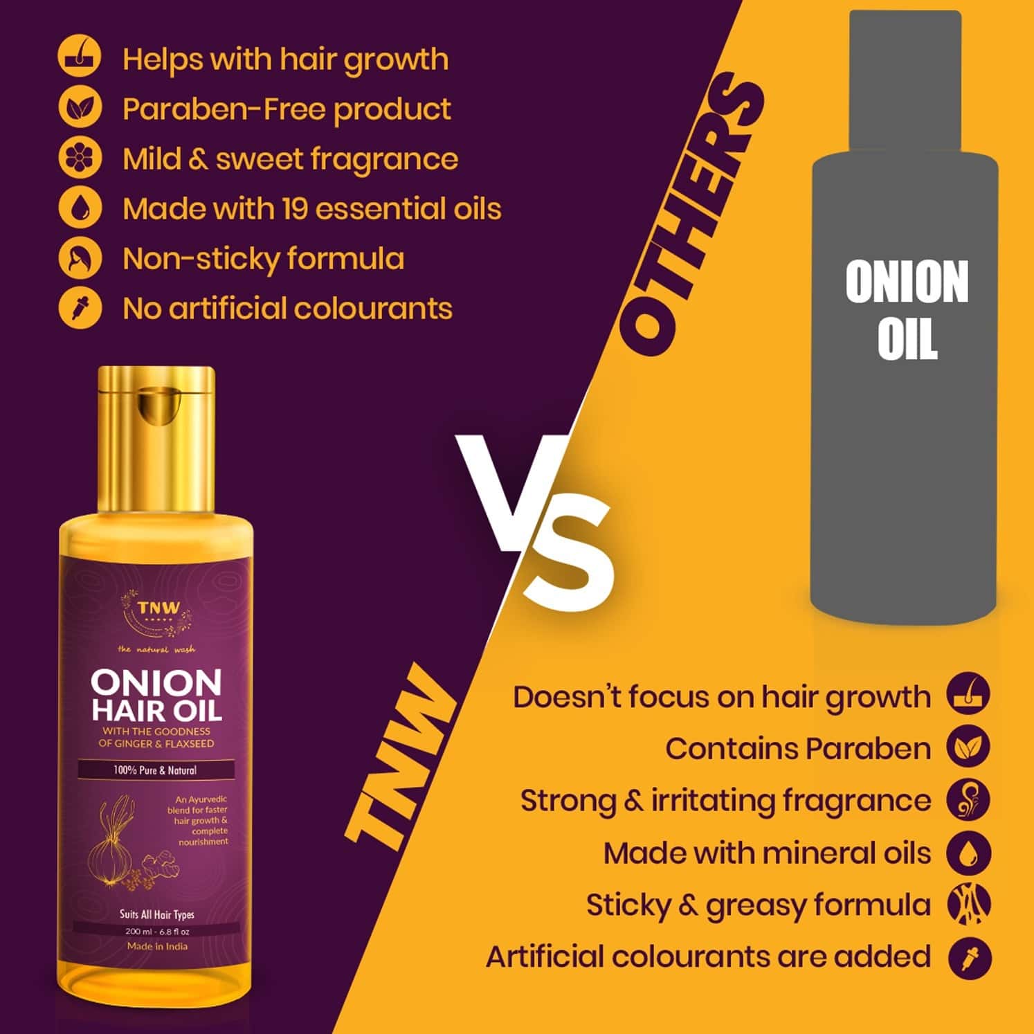 Buy TNWTHE NATURAL WASH ONION HAIR OIL FOR HAIR GROWTH WITH COMPLETE