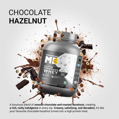 Muscleblaze Biozyme Performance Whey Protein | Chocolate Hazelnut | 2Kg| 25G Protein Per Scoop