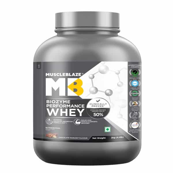 Muscleblaze Biozyme Performance Whey Protein Powder | Chocolate Hazelnut (2Kg) | 25G Protein