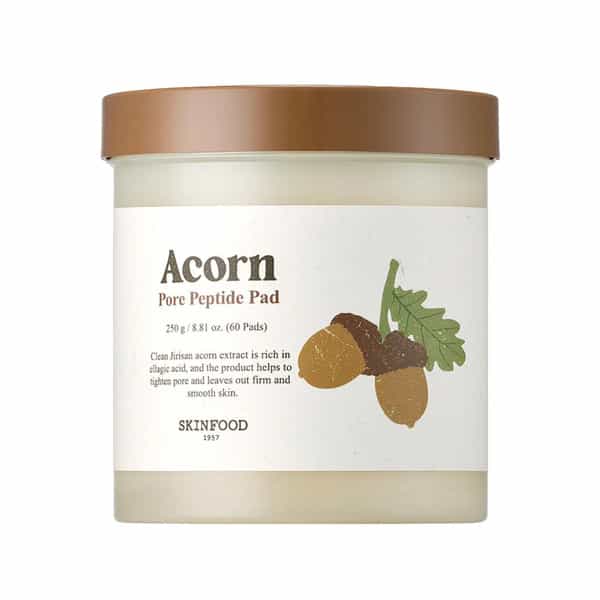 Skinfood Acorn Pore Peptide Pad - Toner Pads For Pore Elasticity & Open Pores - 60 Sheets 250G