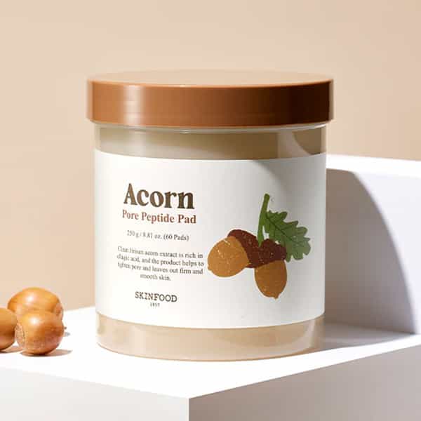 Skinfood Acorn Pore Peptide Pad - Toner Pads For Pore Elasticity & Open Pores - 60 Sheets 250G