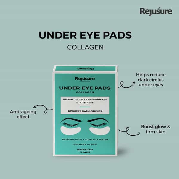 Rejusure Under Eye Pads With Collagen Instantly Reduces Wrinkles Puffiness Dark Circles - 5 Pads