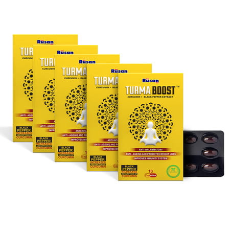 Rusan Turma Boost | Curcumin + Black Pepper Extract | Strip | 10 Capsules | Pack Of 3