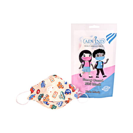 Advind Healthcare Smog Guard N95 Kids Mask Without Valve (4-12 Years Kids) - Car Print Pack Of 3