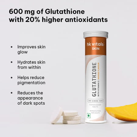 Hk Vitals Glutathione Mango | 15 Tabs | Skin Glow & Hydration With Sipper