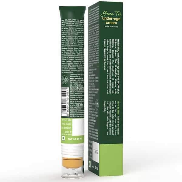Wow Skin Science Green Tea Under Eye Cream With Roller - All Skin Type | No Parabens | Silicone|20Ml