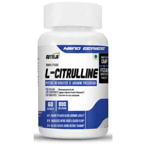 Nutrija L-citrulline 800mg | Boosts Nitric Oxide & Promotes Muscle Growth- 60 Capsules