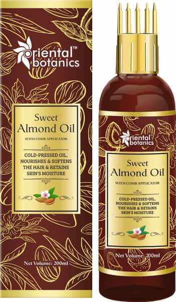 Oriental Botanics Sweet Almond Oil For Hair And Skin Care - With Comb Applicator - 200 Ml